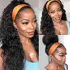 Hoofdband Wig Kinky Curly Braziliaanse Remy Hair s voor zwarte vrouwen menselijke diepe watergolf vol nat en golvend 180% 220707