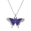 S2968 Modna biżuteria Pełna diamentowa kubańska naszyjnik motyla przesadzony motyl wisiorek