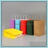 Packing Paper Office School Business Industrial Shop Bags Kraft Mtifunction High Quality Soft Colorf Bag With Handles Festival Gift Packag