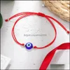 Lien chaîne Bracelets bijoux turc mauvais œil bleu pour les femmes à la main tressé corde chanceux rouge Bracelet femme goutte D Dhjyv