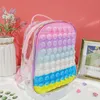 Brinquedo empurrar bubble mochila simples bolhas knapsack estudantes bolsa de ombro fidget imprensa sensorial pop it kids crianças crianças mochila escola