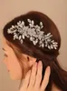 Copricapo Pettine per testa da sposa con strass di lusso Copricapo da sposa fatto a mano da donna Accessori per capelli da sposa in argento Moda copricapo Prety Tiara