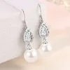 925 Silver Crystal AAA Zircon Pearl örhängen för kvinna Engagemang prinsessa bröllop dingle örhänge lyx söt fin gåva