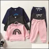 Ensembles de vêtements enfants filles garçons tenues enfants arc-en-ciel pluvier Topsand 2 pièces/ensemble printemps automne mode Bouti Mxhome Dhazp