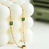 Cadeias elegantes colar de pingente geométrico de zircônia cúbica verde para mulheres jóias de festas de casamento de aço inoxidável dourado jóias de festas de casamento
