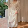 Womens Sleepwear Women Nightgown Lace Patchwork Sleep Dress Satin Nightdress Home Dressing Gown Casual Nightwear Intimate Lingerie