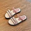 Sandals for Girls Kids Summer Beac Beading Chic Princess Shoes Children's Soft Sole Teens Swimming Slides Kids Sandals G220523