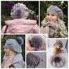 Enjoyfur Women Beret Hat Female Winter Knitted Wool Beret Natural Raccoon Fox Fur Pompom Hat Solid Color Top Quality Beret cap J220722