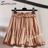 Surmiitro White Black Chiffon Summer Shorts kjol kvinnor mode koreansk hög midja tutu veckad mini estetik kjol kvinnlig 220701