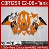 + Tank OEM Fairings för Honda CBR 125R CBR 125 R CC CBR125R 2002 2003 2004 2005 2006 BODY 124NO.106 CBR-125 CBR125RR 02-06 CBR-125R Ljus Orange 125cc 02 03 04 05 06 Kroppsarbete