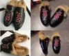 Designer Princetown Femmes Pantoufles De Fourrure Mode Mocassins En Cuir Véritable Chaussures Chaîne En Métal Dames Casual Mules Appartements US5-US11 w03 NO14