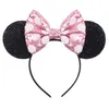 Hårtillbehör flicka Big Bow Carnival Theme Mouse Ears pannband Girls paljetter 5 Bow Hairband With Crown Kids Festival Access186i