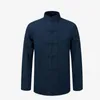 Jackets masculinos Camisa de algodão macho Tradicional chineses Counham roupas tai chi uniforme jaqueta de manga longa de primavera para homens homens -homem