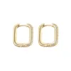 Minimalist Geometric Square Crystal Small Hoop Earrings for Women Fashion Gold Color Metal Earings Pierced Ear Buckle Jewelry New