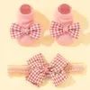 Haaraccessoires Mooie Parel Strikjes Geboren Baby Meisje Hoofdband Sokken Set Kant Bloemenband Tulband Little276k