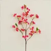 Decorative Flowers & Wreaths Faux Long Stem Mini Cherry 35" Length Simulation Sping Peach Blossom Green Leaf For Wedding Home Artificia