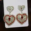 Dangle & Chandelier Women Fashion Shiny Rhinestone Red Green Heart Pendent Earrings Jewelry Model Show Dress AccessoryDangle Farl22