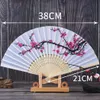 Home Decoratie Vintage bamboe vouwfans Feng Shui Ink Painting Plum Cherry Blossom Dance Hand Fan Asian Wedding Favor cadeau