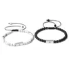 Sun And Moon Charm Bracelet Couple Jewelry Beaded Strands White Howlite Hematite Lava 4MM Beads Braided Bracelets