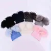 Children Winter Toddler Baby Kids Cashmere Knitted Hat Beanie With 2 Double Real Fur Pom Poms Ears Hat For Boys And Girls J220722