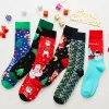 Meias de natal algodão engraçado meias gráficas Santa Papai Noel Elk Boneco de neve imprimindo presente de Natal FY3806