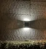 Lampada solare a LED a doppio lato Luci per recinzione per balconi Illuminazione esterna impermeabile per scale da patio Illuminazione da parete per scale da giardino in bianco caldo