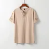 Ropa de gran tamaño para hombres Camisetas Lino Estilo chino Verano con cuello en V Camiseta de manga corta grande Camiseta masculina Tops Plus 6XL 7XL 8XL 9XL 220617