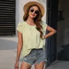 Women's T-Shirt Elegant Sweet Short Petal Sleeve Floral Printed T Shirts For Women Tops 2022 Summer Boho O-neck Loose Casual Ladies ShirtsWo