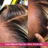 Perruques de cheveux humains colorés mettent en évidence la fermeture frontale en dentelle transparente 13x4 4x4 pour les femmes 220608