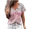 Estate Top Donna Vintage 3D Stampa floreale T Shirt Allentato Plus Size Casual Manica corta con scollo a V Tee Top Oversize 4XL 5XL 220615