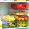 Kökskylskåp förvaringslåda med handtag Transparent frukt- och grönsaksdryck förvaringslåda Kylning Finish 220719