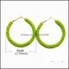 Hoop Hie Earrings Jewelry New Ethnic Big Circle Red Yellow White Beads Earring For Women Girls Bohemian Design Drop Delivery 2021 Z4Eq2