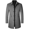Wol voor heren melanges mode kleding wollen jas jassen winterjas halverwege de lange trench klassiek solide verdikking T220809