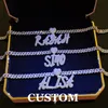 Custom Name Brush Letters Pendant With Heart Clasp Necklace Iced Out Letters Pendants 9mm Cuban Chain for Men Women