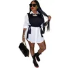 2022 Autumn Fashion Casual Shirt Dress Soe Up Vest kjol Två bit set sexig plusstorlek