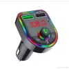 F5 F6 RGB Ambient Light Car MP3 Player Bluetooth 5.0 FM Transmitter Wireless Handsfree Kit مع شاحن مزدوج 3.1A