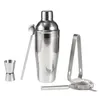 Bar Tools Cocktail Shaker 750ml Double Jigger Mixing Spoon Ice Tongs Strainer Stainless Steel Bartender Kit KDJK2204