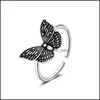 Band Rings smycken 925 Sterling Open Butterfly Hollow Cool Punk Vintage Retro Födelsedagspresent Tillbehör Drop Leverans 2021 Lex69