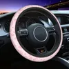 Stuurwiel omvat 37-38 Autoverdekking Schattige roze alpaca-patroon Elastische vlecht op de mode-accessoriesesteer