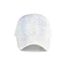 Berretto da baseball regolabile da donna con cristalli strass borchiati, cappello da sole in denim con brillantini e scintillii 2233