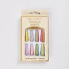 12st/set lutning Lång kista falska naglar Rainbow Ballerina Full Cover Nail Art Tips Skönhet Artificial False Nails Manicure Charms