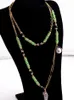 Anhänger-Halsketten, Großpreis-Halskette, mehrschichtig, grün, lange Kristalle, Perlen, goldfarben, Kette für Frauen, klassisches Vintage-Accessoire