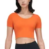 Yoga Top Suit Gymkläder Kvinnor Tights With Bh Sports Shirt Kort ärm Running Thin Solid Color Vest Fitness Training Train T-Shirt