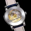 TWSF 5073 Calendrier perpétuel Phase de lune CH29-535 Montre automatique pour homme Rectangle pavé de diamants Boîtier Cadran bleu Marqueurs de diamants Bracelet en cuir Super Edition Puretime