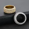 18K Plated Gold Hip hop ring rotatable Cuban ring fashion personalized men's Jewelry rings