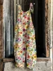Kvinnors sommar söta lilla färskt tryck retro brett ben jumpsuit casual lös blommig tryckkvinna rompers playsuits 220714