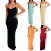 Casual Dresses Women Sexy Open Back Slip Dress Summer Solid Color Spaghetti Strap Floor Length Long Maxi Backless Sleeveless Party DressCasu