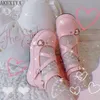 Taille sandales 43 Plus chaussures Lolita japonaises Mary Jane femmes boucle coeur JK belle fille étudiante Kawaii doux imperméable sandales 742