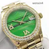 Classic Women watch stainless steel precision automatic movement steel band waterproof watch 31 mm bezel small diamond malachite face