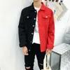 Männer Jacken Casual Slim Denim Jacke Für Männer 2022 Schwarz Rot Jeans Homme Blumen Gestickte Streetwear Mantel Männliche Bomber